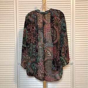 Haute Society Paisley Bohemian Sheer Kimono Jacket Women S